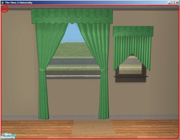 Sims 2 — Grassy Knoll Curtains by dddrake — A dark green kitchen set.