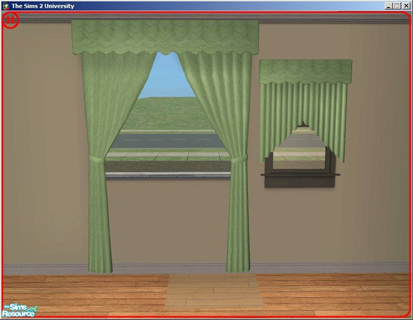 Sims 2 — Moss Green Curtains by dddrake — A medium Green kitchen set