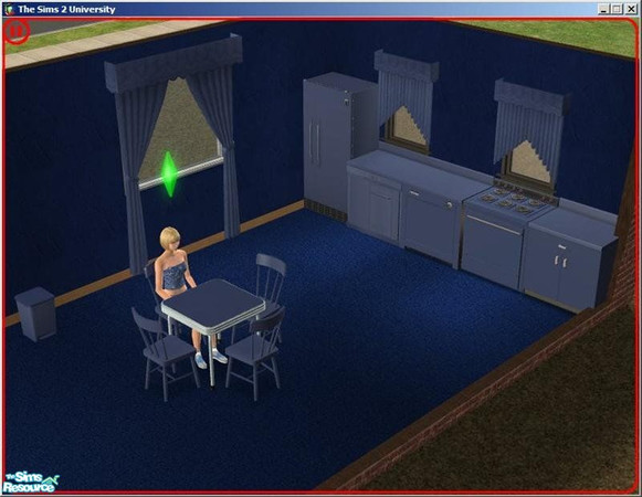 Sims 2 — Cornflower Dream Kitchen by dddrake — A "dreamy" cornflower blue.