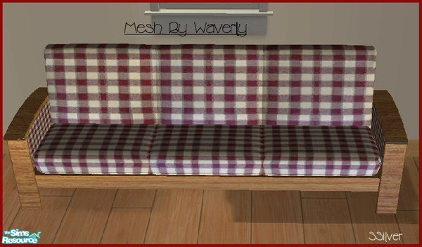 Sims 2 — Red Gingham & Oak Sofa by SSilver — This is a recolor of a new mesh by Waverly. You will need the original