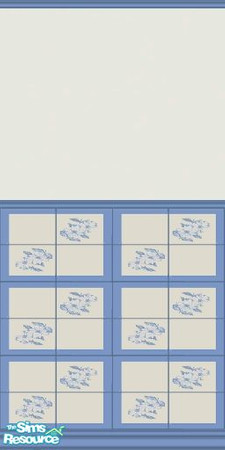 Sims 2 — Blue Floral Kitchen Wall 2 by Omi — Part of my blue floral kitchen set