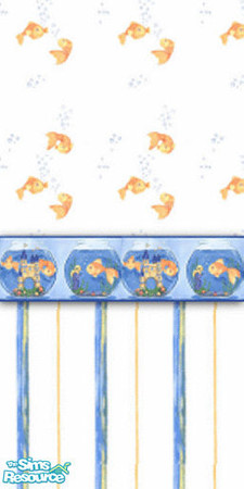 Sims 2 — Bathroom Goldfish Walls by STP Carly — Fun bath walls for everyone in the family!