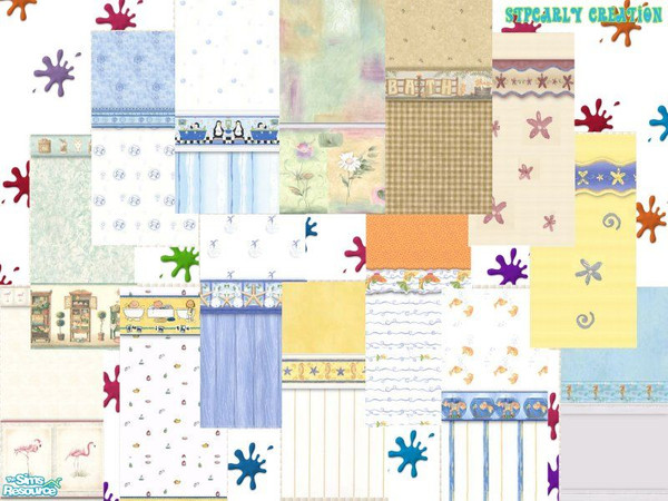 Sims 2 — Bathroom Fun Walls by STP Carly — Fun bath walls for everyone in the family!