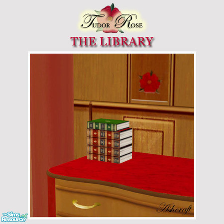 Sims 2 — Tudor Rose Library Books Set 002 by Cashcraft — What's a library without a few books scattered around the room.