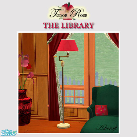 Sims 2 — Tudor Rose Library Floor Lamp by Cashcraft — The Tudor Rose Library/Study is a great place to read a book or