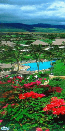 Sims 2 — Kaanapali Beach Wall Mural - Panel 1 by TrailRunner782 — A birds-eye view of Kaanapali Beach in Maui, Hawaii.