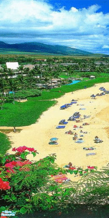 Sims 2 — Kaanapali Beach Wall Mural - Panel 2 by TrailRunner782 — A birds-eye view of Kaanapali Beach in Maui, Hawaii.