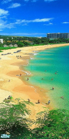 Sims 2 — Kaanapali Beach Wall Mural - Panel 3 by TrailRunner782 — A birds-eye view of Kaanapali Beach in Maui, Hawaii.