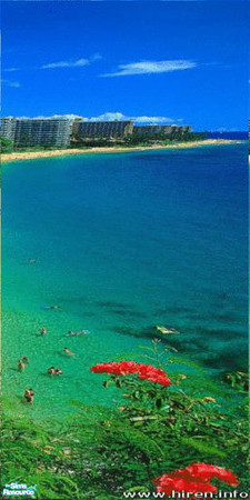 Sims 2 — Kaanapali Beach Wall Mural - Panel 4 by TrailRunner782 — A birds-eye view of Kaanapali Beach in Maui, Hawaii.