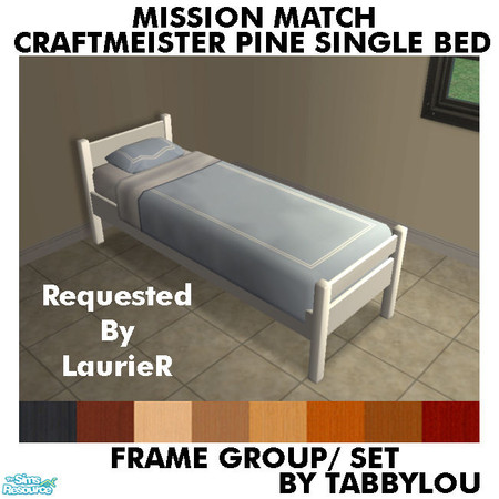 Sims 2 — TL - MM Craftmeisters Pine Single Bed Set by TabbyLou — Recolor of Craftmeister\'s Pine Single Bed Frame in OFB