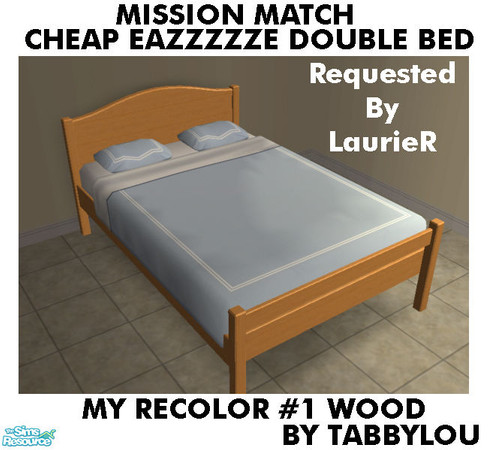 Sims 2 — TL - MM CheapEazzzzzeDoubleBed Recolor01Wd by TabbyLou — My Recolor #1 Wood Recolor of Cheap Eazzzzze Morrisey