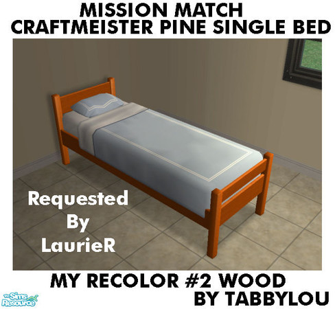 Sims 2 — TL - MM CraftmeistersPineSingleBed Recolor02Wd by TabbyLou — My Recolor #2 Wood Recolor of Craftmeister\'s Pine