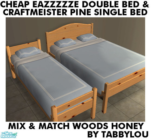 Sims 2 — TL - CheapEazzzzzeMatchCraftmeister HoneyOak by TabbyLou — Recolor of Cheap Eazzzzze Double Bed Frame to Match