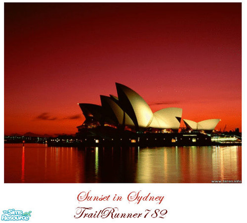 Sims 2 — Sunset in Sydney by TrailRunner782 — A 4 panel wall mural of the Sydney Opera House in Sydney, Australia at