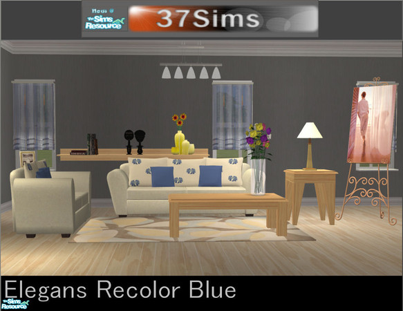 Sims 2 — Elegans Blue recolor by Elize-37sims — Recolor of the Elegans Living room.