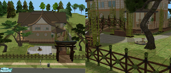 Sims 2 — Asian House by cerrikun — Partially furnished, bedrooms left for your own decor. Built this house for a friend