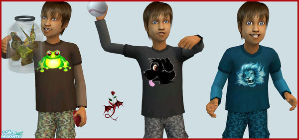 Sims 2 — Week - end wear by cariadbach — Easy wear T shirt with camouflage cargo pants. Three colours available