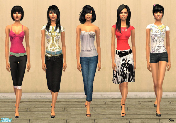Sims 2 — Fashion Collection #3 by olcia_olivinea — Set of five everyday outfits. Four of them need free meshes (from