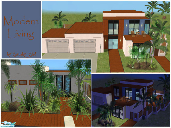 Sims 2 — For Sale - Modern Living by Gumby_Girl — 3 bed, 2 bath home. Neutral carpet, large glass windows, tile floors.