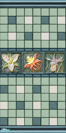 Sims 2 — Wild Flower Tile Set - Wf Wall 3 by Halfcreek — created by Halfcreek