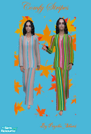 Sims 2 — Stripey Pyjama Set by psycho_shexi — Set of two stripey pyjamas one pastel one bright