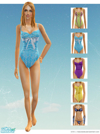 Sims 2 — \"Swum\" by LLS by lemonloveshane — A set of 4 gorgeous swimsuits and a bonus Victoria\'s Secret