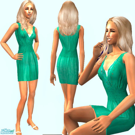 Sims 2 — Brillant Dress Set!- Mermaid Green by jessicaciocler — Everyday basic stuff: You just gotta have it ! Three