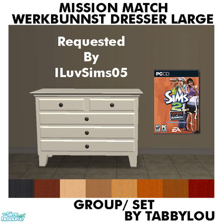 Sims 2 — TL - MM Werkbunnst Medium Dresser Set by TabbyLou — Recolor of Werkbunnst Medium OFB Dresser in Mission OFB