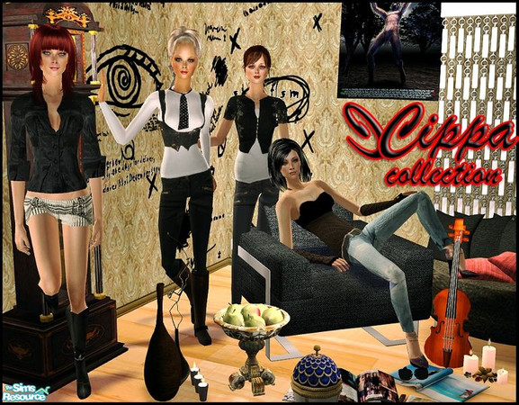 Sims 2 — Black Collection by cippa1982 — 4 outfits for adult females.