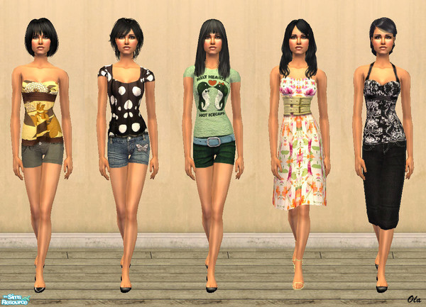 Sims 2 — Fashion Collection #4 by olcia_olivinea — Set of five everyday outfits (one can be also wear as a formal and 3