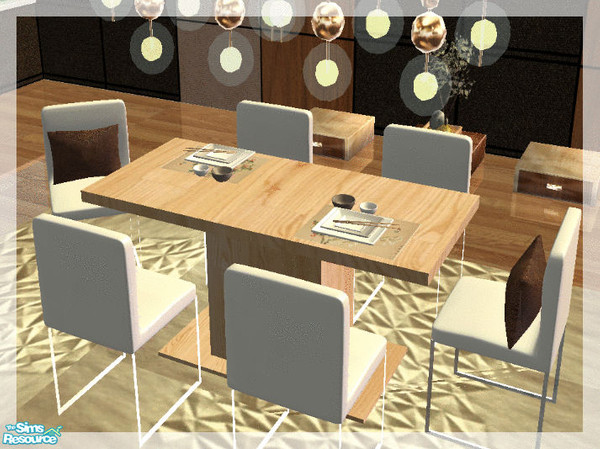 Sims 2 — Vivalto Dining and recolors - Table recolor light wood by kibanahnah — a recolor in light wood.