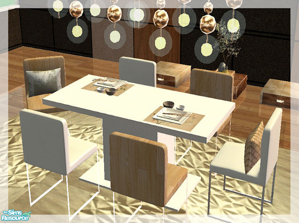 Sims 2 — Vivalto Dining and recolors - Table recolor white by kibanahnah — a recolor in white wood.