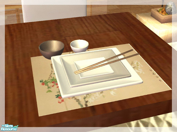 Sims 2 — Vivalto Dining and recolors - asian plates by kibanahnah — This is the mesh.