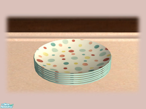 Sims 2 — 50s Retro Kitchen - Plates - Mesh by Shakeshaft — Part of a 50\'s Retro Style Kitchen, in a soft pink texture