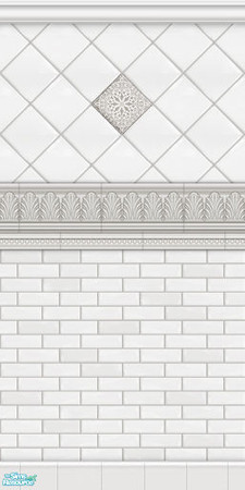 Sims 2 — MH Washroom Subway Tile Wall by phoenix_phaerie — A neutral subway tile wall with acanthus leaf detailing