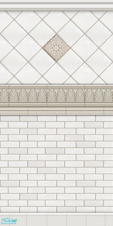 Sims 2 — MH Washroom Subway Tile Wall - Brown by phoenix_phaerie — A brown subway tile wall with acanthus leaf detailing
