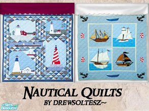 Sims 2 — Nautical Quilts by drewsoltesz — Two nautical themed quits/bedding for your Sims needs! Would look great in any