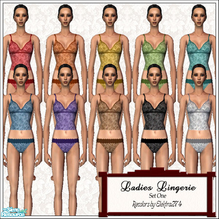Sims 2 — Ladies Lingerie - Set 1 by elektra274 — A collection of 11 intimates for your sim ladies.