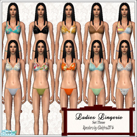 Sims 2 — Ladies Lingerie - Set 3 by elektra274 — A collection of 14 intimates for your sim ladies.