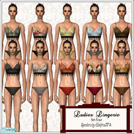 Sims 2 — Ladies Lingerie - Set 4 by elektra274 — A collection of 14 intimates for your sim ladies.