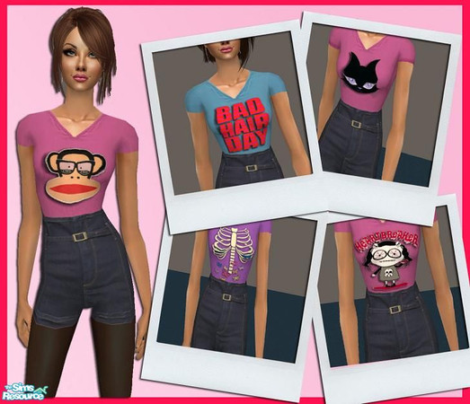 Sims 2 — Harry High Pants by pretty_baby — 5 outfits for your sim lady. High Pants *yay* with a print tee:) tights and
