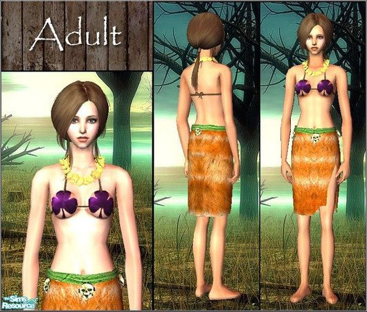 Sims 2 — Ancient Clothing Set for Female - AF4 by Daislia — A set of 10 clothing for your Stone Age sims, 3 for EF, 5 For