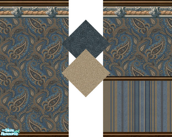 Sims 2 — Blue Paisley Set by Halfcreek — created by Halfcreek