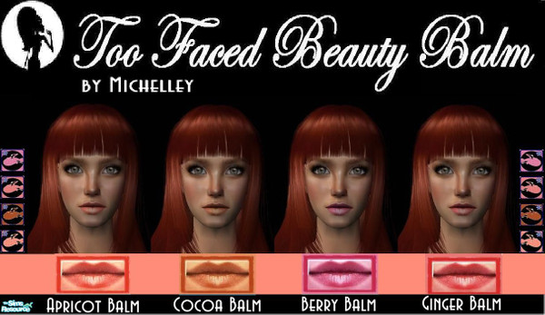 Sims 2 — Too Faced Beauty Balm by MichelleySim95 — This new set of 4 lip balms has a sheer veil of delicate color with a