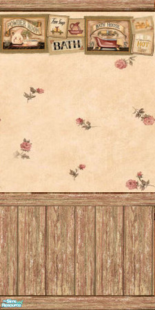 Sims 2 — Bath House Floral Wallpaper with Boarder by Cerulean Talon — Gentle country living with that comfortable home
