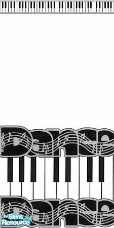 Sims 2 — Dance on Key by Lorah — A musical wall in black and white piano keys.