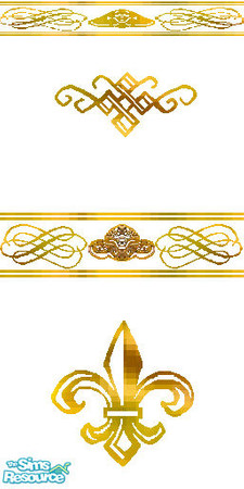 Sims 2 — Fancy Touch Gold over White by KingDalt777 — Rich Gold Designs over snow white.