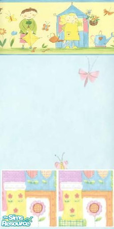 Sims 2 — Child Garden 4 by TSR Archive — The basic of this wallpaper have yellow & blue color, for little kids