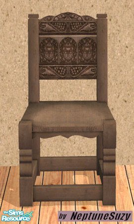 Sims 2 — NSC Medieval Dine Chair - Washed Wood by Neptunesuzy — Your sims will love this washed wood colored Dine Chair!