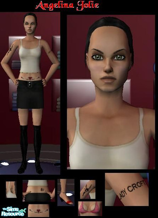 Sims 2 — Angelina Jolie by Potiki — Here is my creation of Angelina Jolie. I made that dress. I also made her costum skin